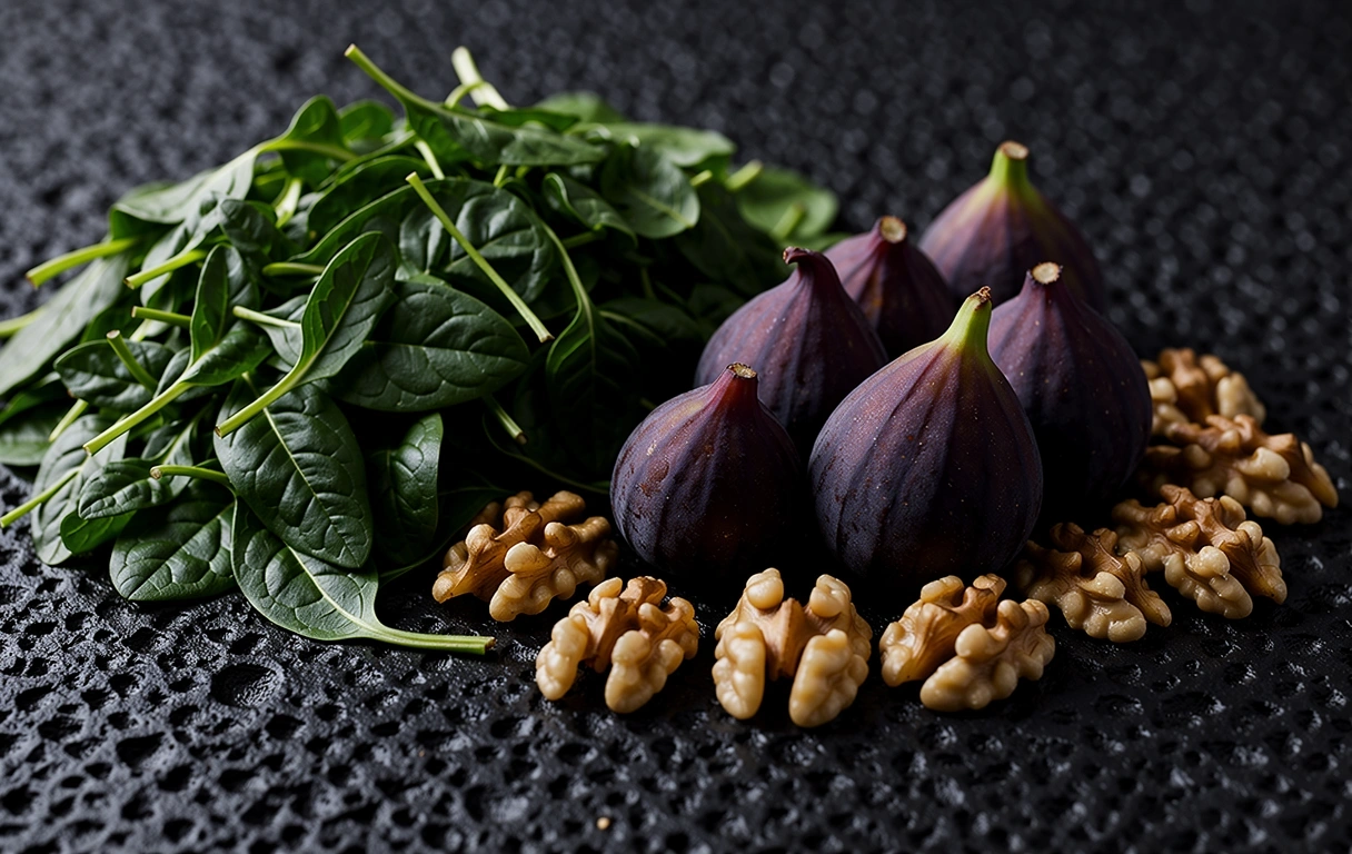 Ingredienti naturali su pietra vulcanica